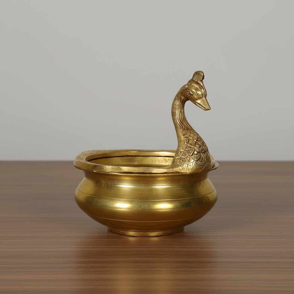 brass peacock urli for home décor/ gift item